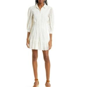 Veronica Beard White Long Sleeve Dress